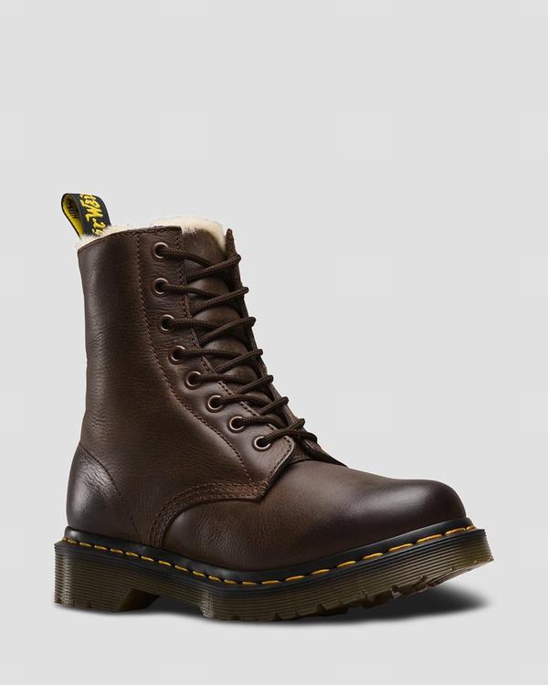 Dr Martens Dámské Zimni Boty 1460 Serena Fur Lined Tmavě Hnědé, CZ-248360